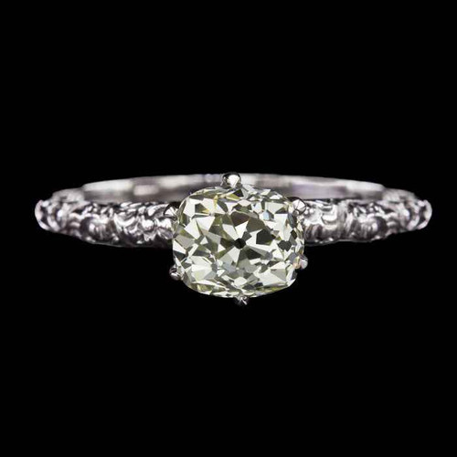 Victoria: Cushion Old Mine Cut Diamond Solitaire Ring .3.00ct Natural Diamond