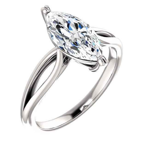 Madrid: Exquisite Marquise Diamond Solitaire Ring .2.50ct VS1 Clarity F Color