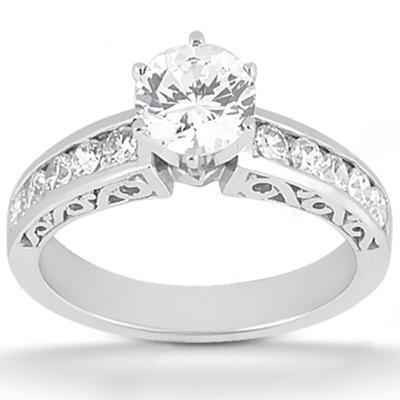 Madrid: Exquisite Solitaire Engagement Ring With Accents .1.51ct Round Brilliant Diamond