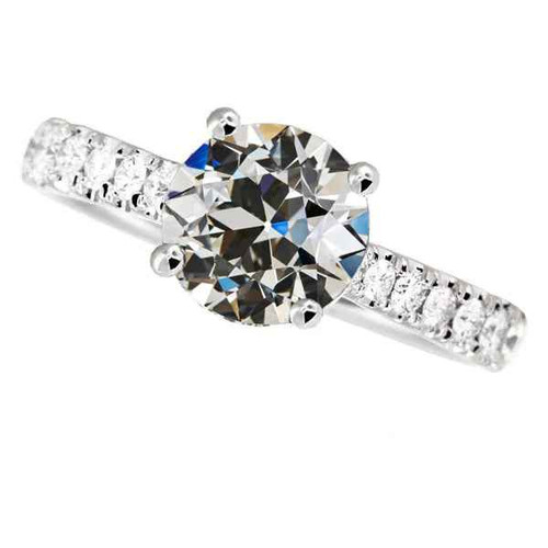 Vienna: Old Mine Cut Diamond Ring With Accents .6ct Natural Diamond