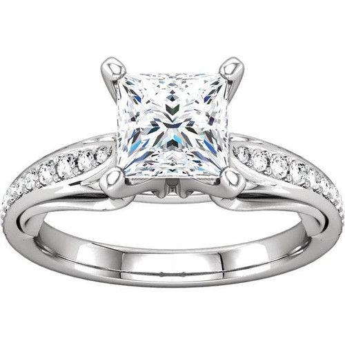 luxury diamond anniversary ring, 1.80 carat diamond ring, princess cut solitaire ring, VS1 certified diamond ring, F color diamond jewelry, white gold 14K diamond ring, natural earth-mined diamond, investment-grade diamond ring, bespoke fine jewelry, collector's diamond ring, round brilliant accent diamonds, high jewelry craftsmanship, prestigious diamond anniversary band, certified fine diamond jewelry, heirloom-quality diamond ring
