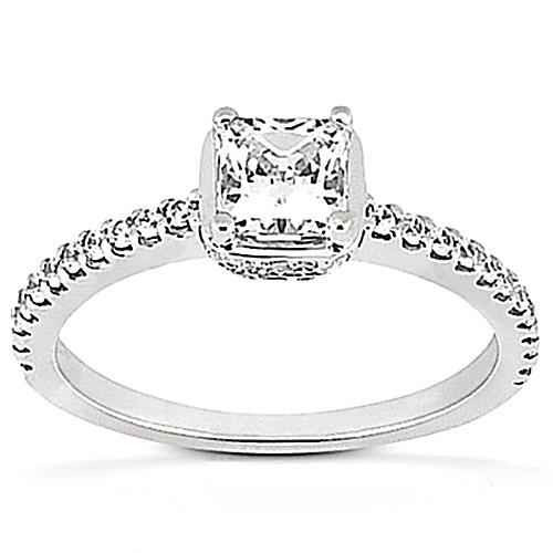 Madrid: Exquisite Hidden Halo Engagement Ring .1.85ct Princess Cut Diamond