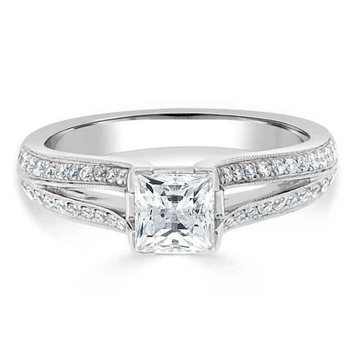 Vienna: Exquisite Diamond Wedding Ring .2.90ct Princess & Round Cut Diamonds