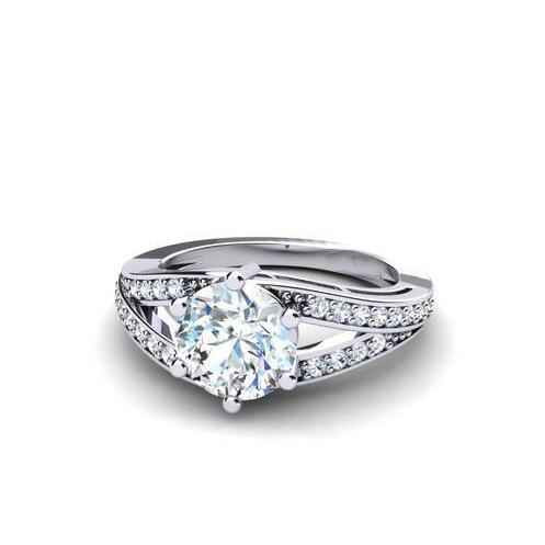 Victoria: Diamond Solitaire Ring With Accents .2.20ct Round Cut Diamond