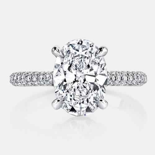 Isabella: Oval Diamond Solitaire Ring With Accents .1.55ct Genuine Diamond