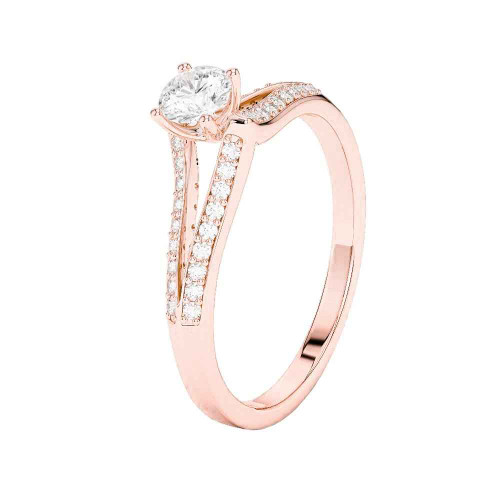 Isabella: Diamond Solitaire Ring With Accent Stones .2ct Round Brilliant Cut Diamond