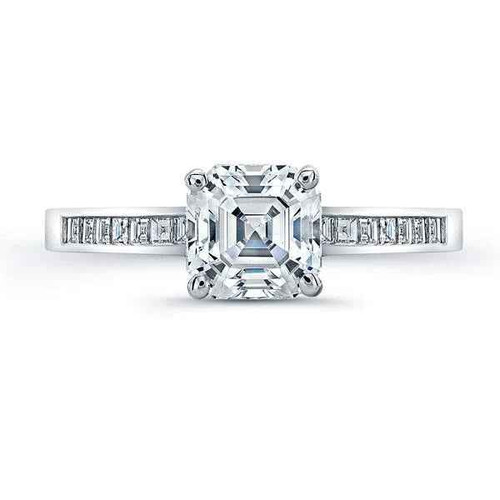 Vienna: Asscher Cut Diamond Solitaire Ring With Accents .3.01ct Center Diamond