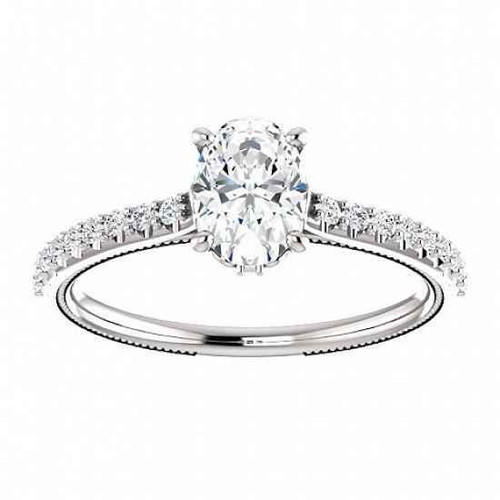 Vienna: Exquisite Diamond Solitaire Ring With Accents .1.20ct Oval Diamond