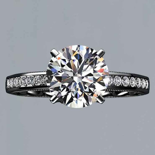 Madrid: Exquisite Diamond Solitaire Ring With Accents .2.40ct Round Brilliant Diamond