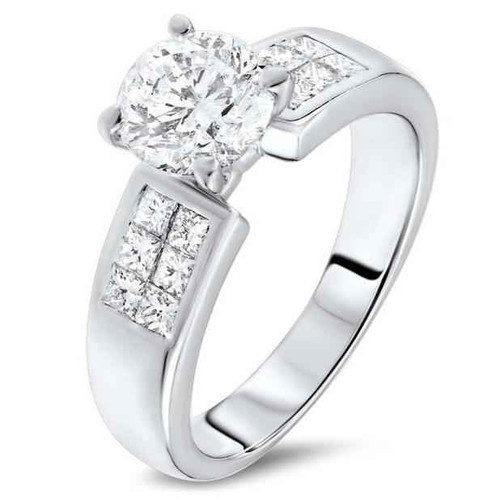Vienna: Luxury Diamond Solitaire Ring .4.00ct Princess & Round Cut Diamonds