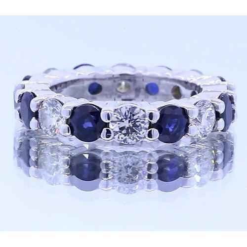 Vienna: Sapphire And Diamond Eternity Band .4.80ct Round AAA Blue Sapphires