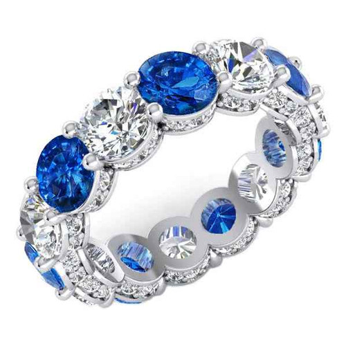 Diana: Exquisite Sapphire & Diamond Eternity Band .AAA Blue Sapphires & VS1 Diamonds