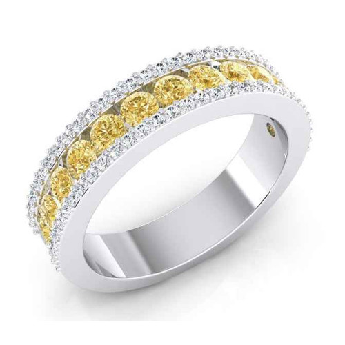 Isabella: Half Eternity Diamond Band .2.00ct Yellow Canary & White Diamonds