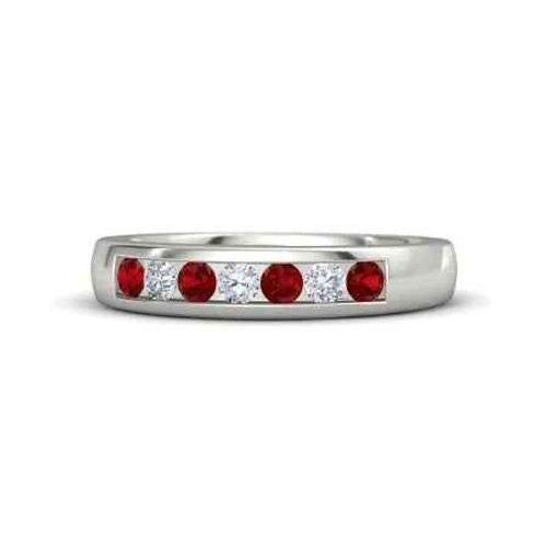Madrid: Exquisite Ruby & Diamond Half .Eternity Band Madrid: Exquisite Ruby & Diamond Half .Eternity Band