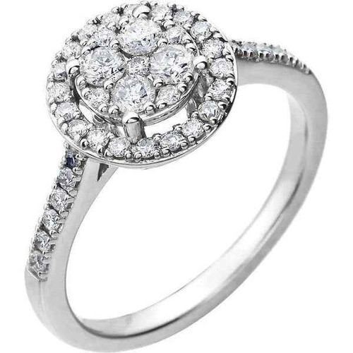 Florence: Exquisite Halo Diamond Engagement Ring .Brilliant Cut Center Stone