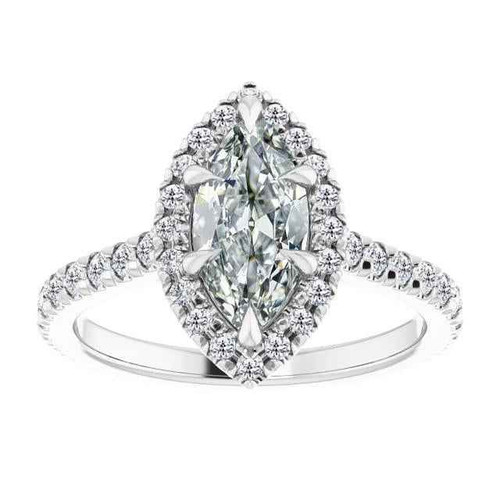 Florence: Majestic Halo Ring With Old Miner & Marquise Diamonds .6ct Total Diamond Weight