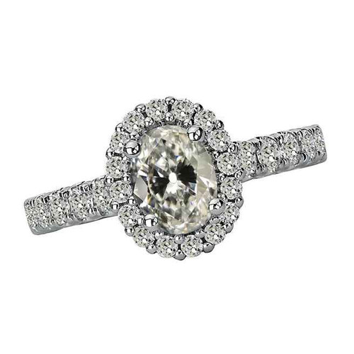Vienna: Old Mine Cut Diamond Halo Ring .5ct Oval Diamond