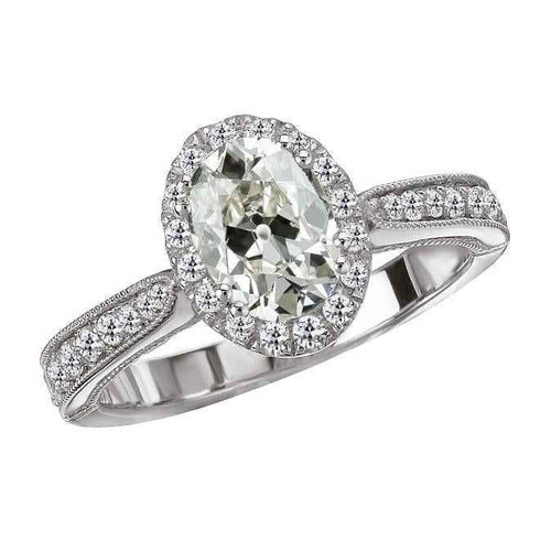 Vienna: Antique Halo Ring With Old Miner Diamond .6.50ct Oval Cut Center