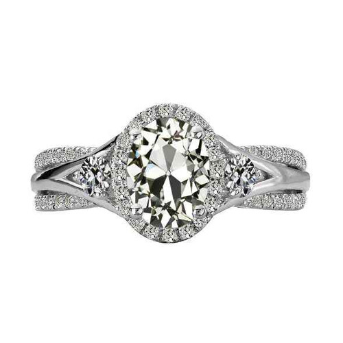 Florence: Exquisite Oval Old Cut Diamond Halo Ring .5.00ct Natural Diamond