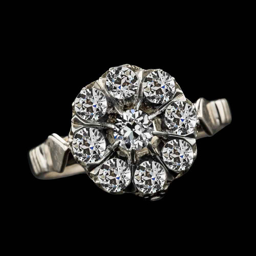 Victoria: Vintage .Inspired Halo Ring With Old Mine Cut Diamond