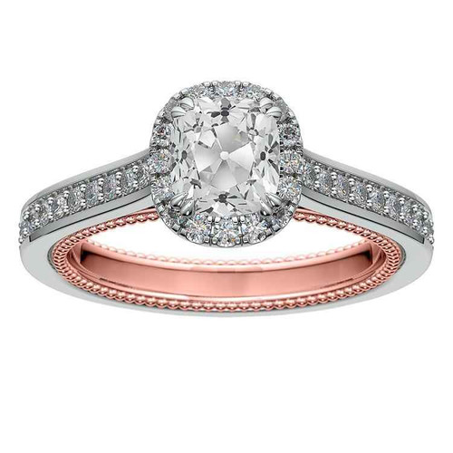 Victoria: Exquisite Halo Ring With Old Miner Cushion Diamond .4.75ct Natural Diamond