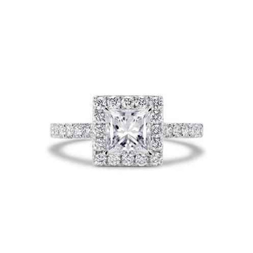 Madrid: Exquisite Diamond Halo Ring .2.90ct Princess & Round Diamonds