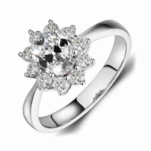 Madrid: Star .Style Halo Ring With Old Mine Cut Diamond