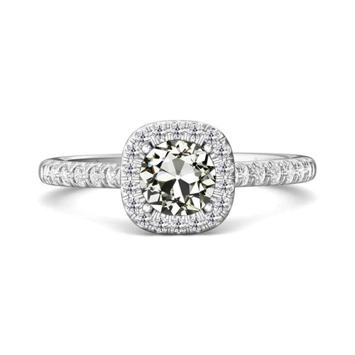Madrid: Antique .Inspired Halo Ring With Old Mine Cut Diamond