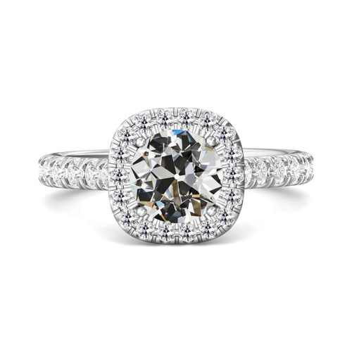 Madrid: Timeless Halo Ring With Old Mine Cut Diamond .5.00ct Center Stone