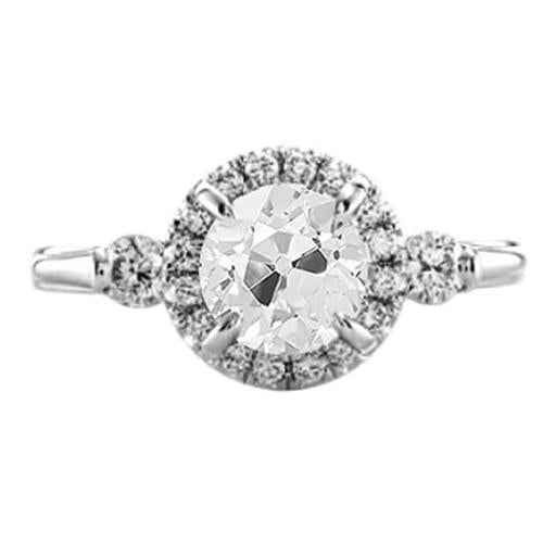 Madrid: Vintage .Inspired Halo Ring With Old Miner Cut Diamond