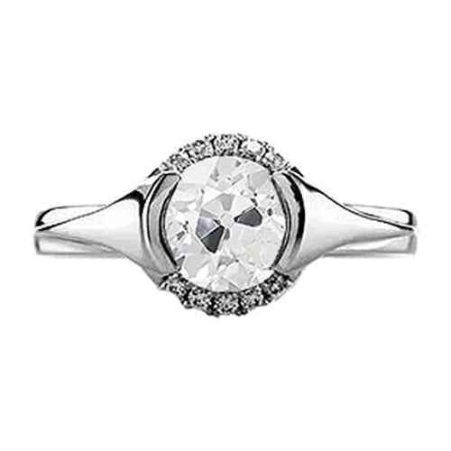 Isabella: Antique Cut Diamond Halo Ring .1.50ct Old Miner Diamond