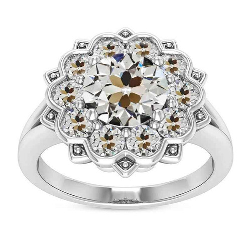 Madrid: Star .Style Halo Ring With Old Miner Diamond