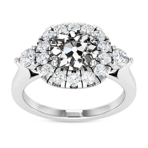 Madrid: Majestic Halo Ring With Rare Old Mine Cut Diamond .6.50ct Round Diamond