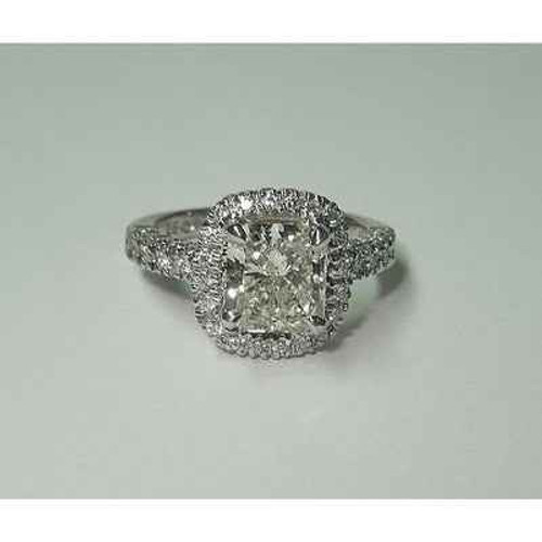 Diana: Exquisite Halo Ring With Radiant Cushion Diamond .3.35ct Cushion Cut Center