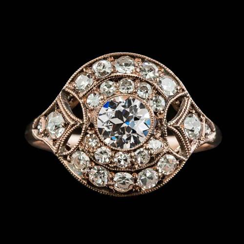 Isabella: Vintage Halo Ring With Old Mine Cut Diamonds .4.50ct Natural Diamonds