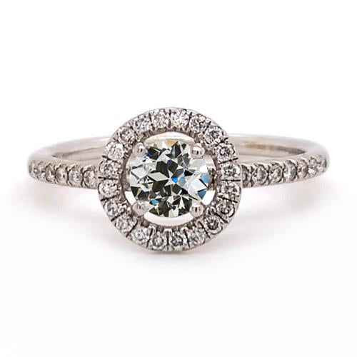 Victoria: Halo Wedding Ring With Old Mine Cut Diamond .2.50ct Round Diamond