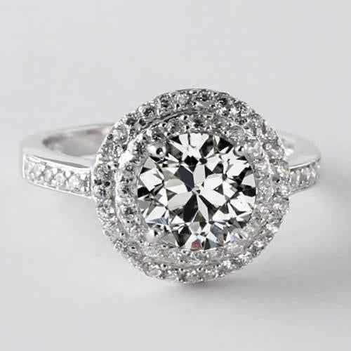Madrid: Exquisite Old Mine Cut Diamond Halo Ring .4.50ct Center Stone