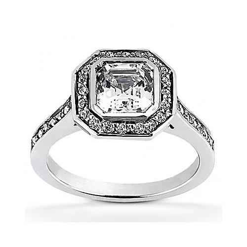 Isabella: Exquisite Asscher Diamond Halo Ring .1ct Natural Asscher