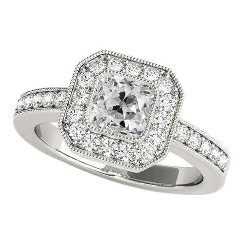 Vienna: Cushion Old Cut Diamond Halo Ring .5.75ct Center Diamond