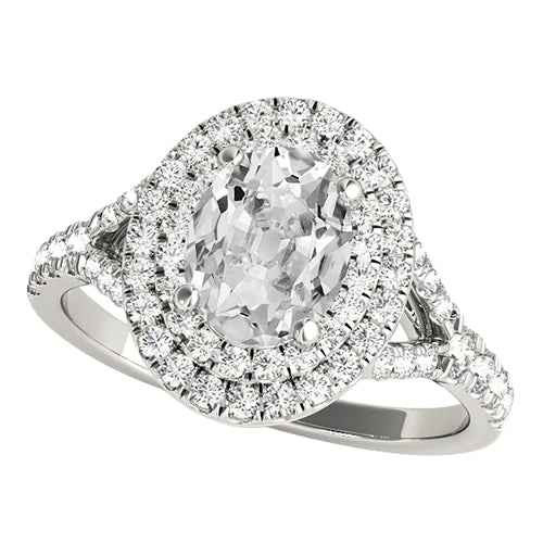 Vienna: Double Halo Diamond Ring .6.50ct Oval Old Miner Diamond