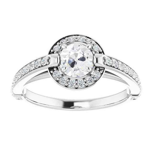 Victoria: Halo Cathedral Diamond Ring .5.25ct Old Miner Cut Diamond
