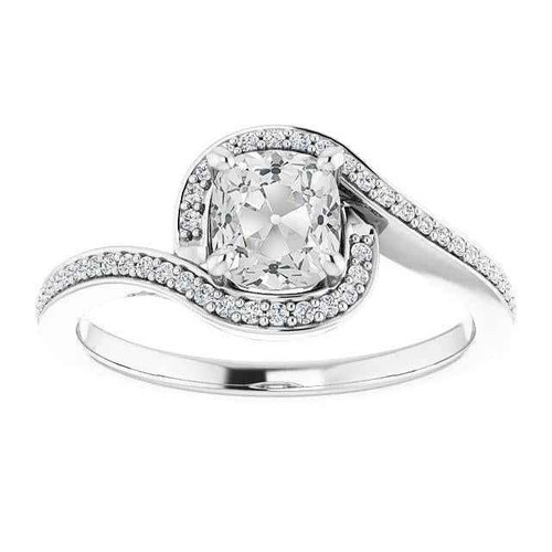 Victoria: Halo Cushion Old Mine Cut Diamond Ring .5ct Center Diamond