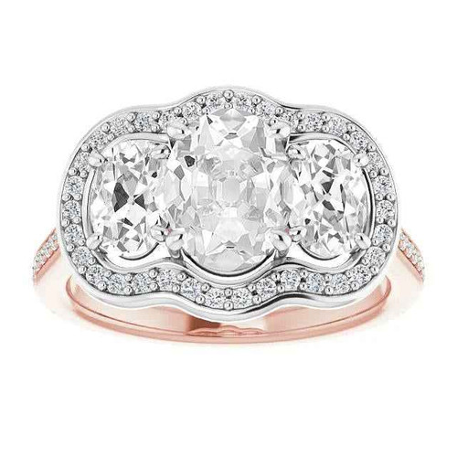 Vienna: Oval Old Cut Diamond Halo Ring .12ct Natural Diamond