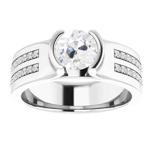 Augustus: Majestic Halo Ring With Old Mine Cut Diamond .3.50ct Round Diamond