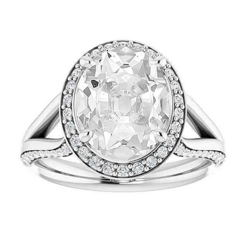 Vienna: Halo Oval Old Mine Cut Diamond Ring .9.50ct Center Diamond