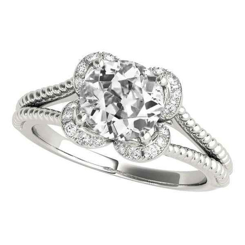 Victoria: Halo Diamond Ring .4ct Old Mine Cut Round Diamond