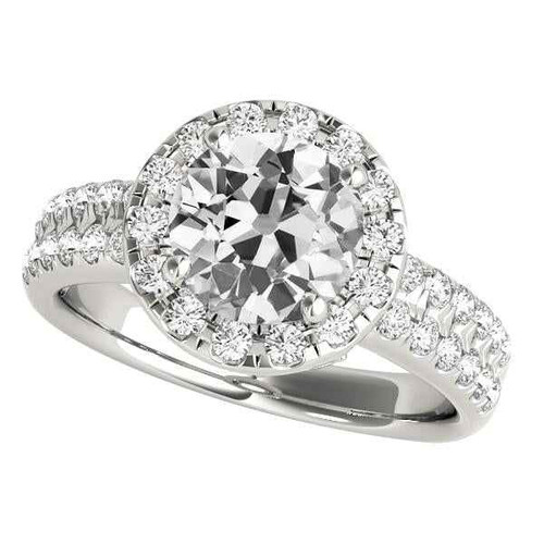 Vienna: Halo Anniversary Ring .6ct Old Miner Cut Diamond
