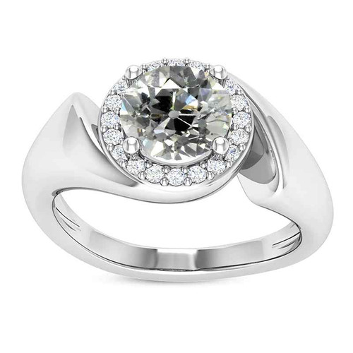 Madrid: Antique .Inspired Halo Ring With Old Mine Cut Diamonds