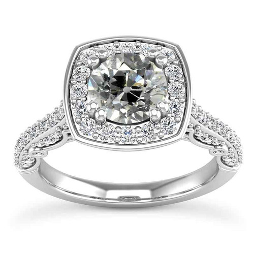 Madrid: Vintage .Inspired Halo Ring With Old Miner Diamond