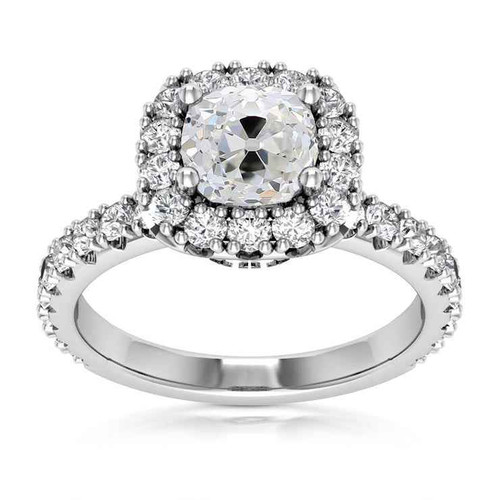 Isabella: Halo Engagement Ring .5.75ct Old Mine Cushion Cut Diamond